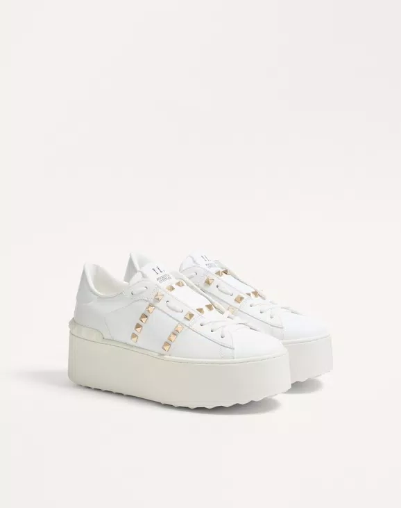Valentino Flatform Rockstud Untitled Sneaker In Calfskin - Image 6